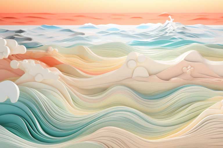 Abstract 3D waves in pastel colors