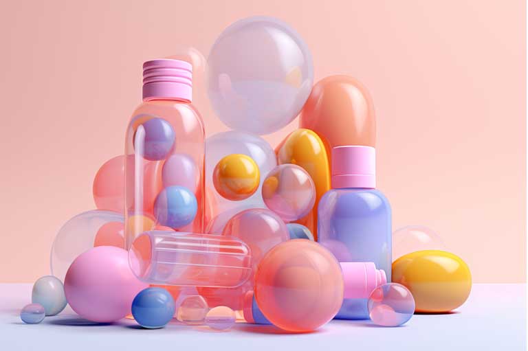 Pills and bottles in pastel colors